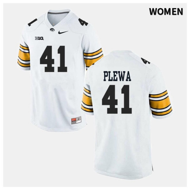 Women's Iowa Hawkeyes NCAA #41 Johnny Plewa White Authentic Nike Alumni Stitched College Football Jersey TN34W02XY